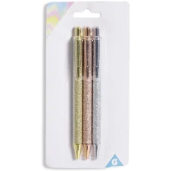Stylo à bille bleu rétractable design pailleté x3 < Gifi Hot
