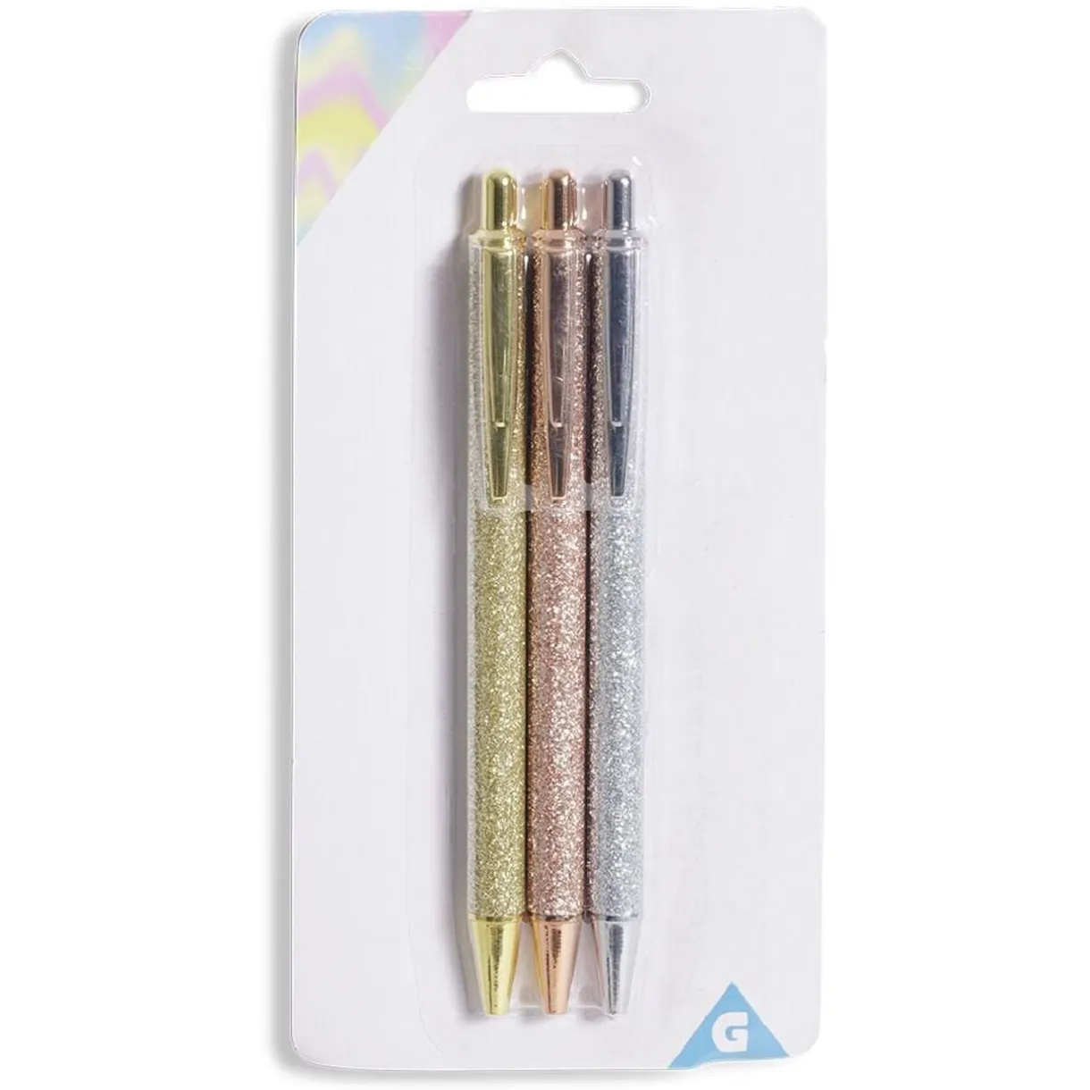 Stylo à bille bleu rétractable design pailleté x3 < Gifi Hot