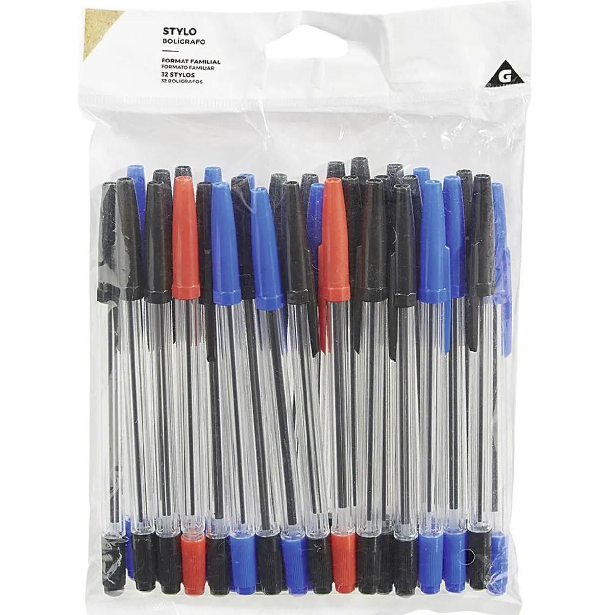Stylo bille noir bleu et rouge x32