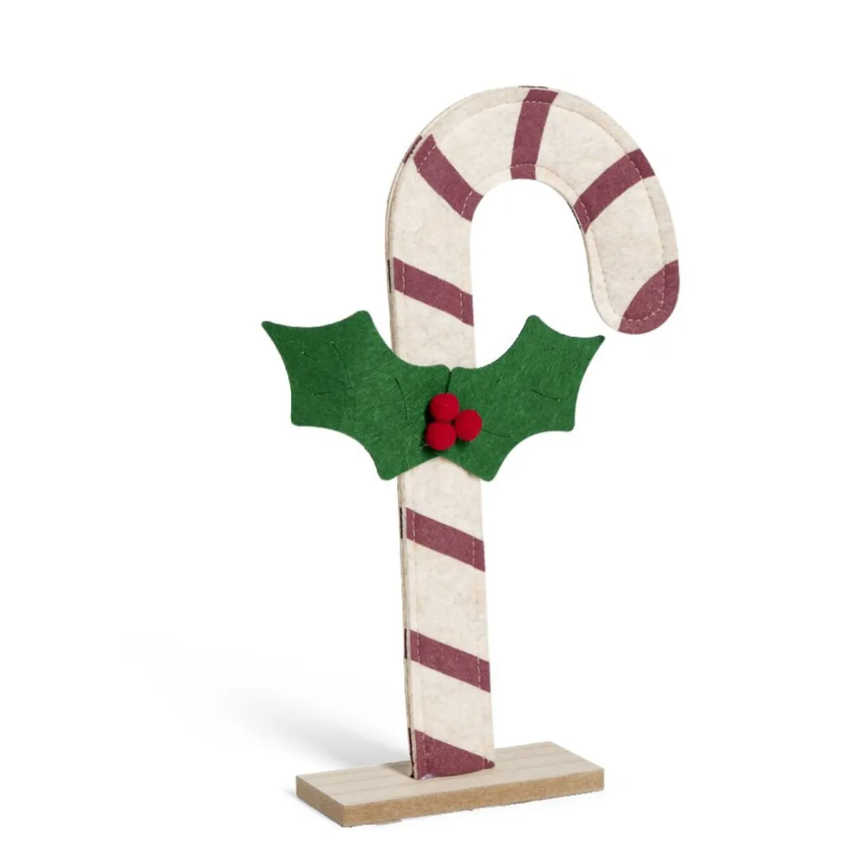 Sucre d'orge avec houx en feutrine à poser H30cm < Gifi New