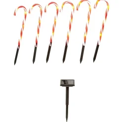 Sucre d'orge lumineux solaire x6 24 LED H43cm < Gifi