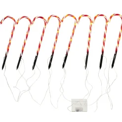 Sucre d'orge lumineux X8 7 LED H47 cm rouge et blanc