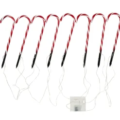 Sucre d'orge lumineux X8 7 LED H47 cm rouge et blanc