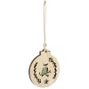 Supension ronde en bois nature motif ours ou hibou