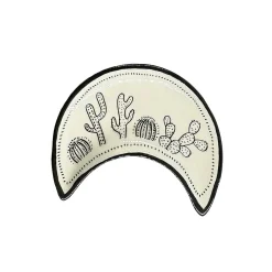 Support à bijoux forme croissant de lune céramique noir 8,5x10,5cm