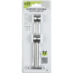 Support double extensible pour tringle gris métal