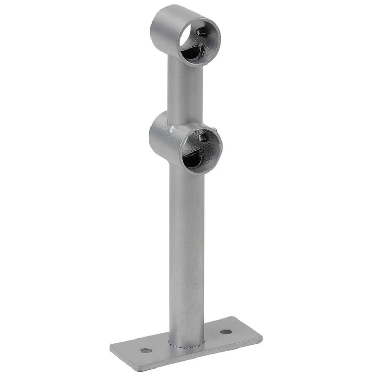 Support double fixe métal gris pour tringle à rideau Ø1,6xL15,5cm