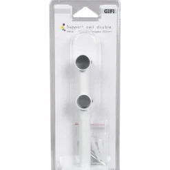 Support double pour tringle blanc métal