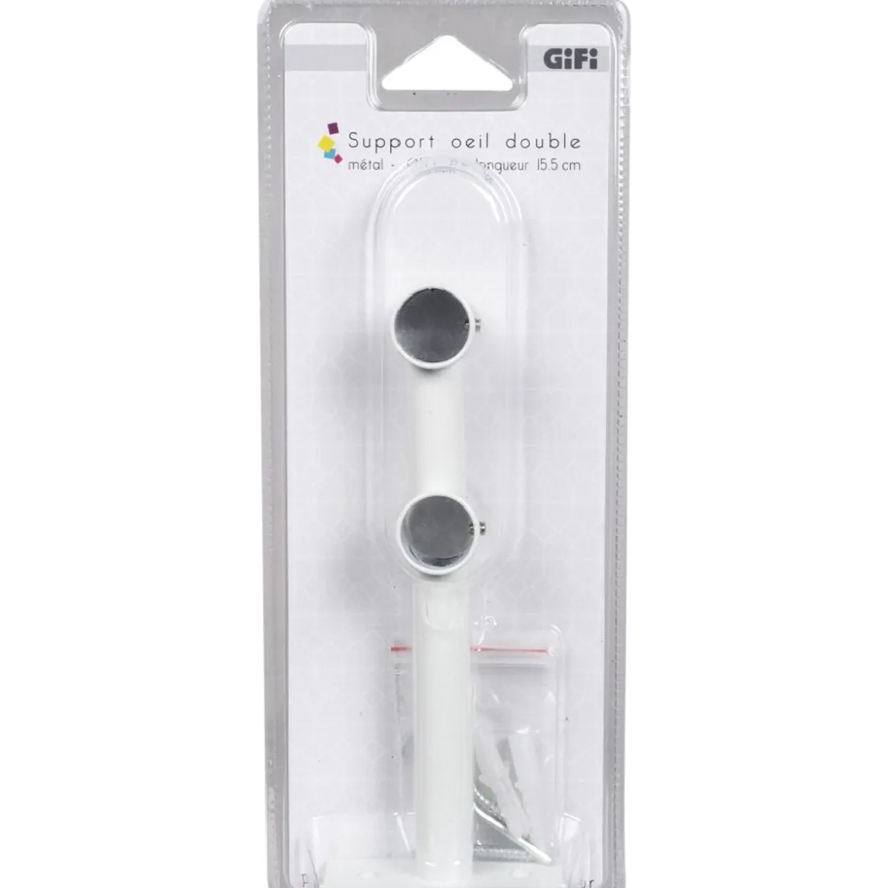 Support double pour tringle blanc métal