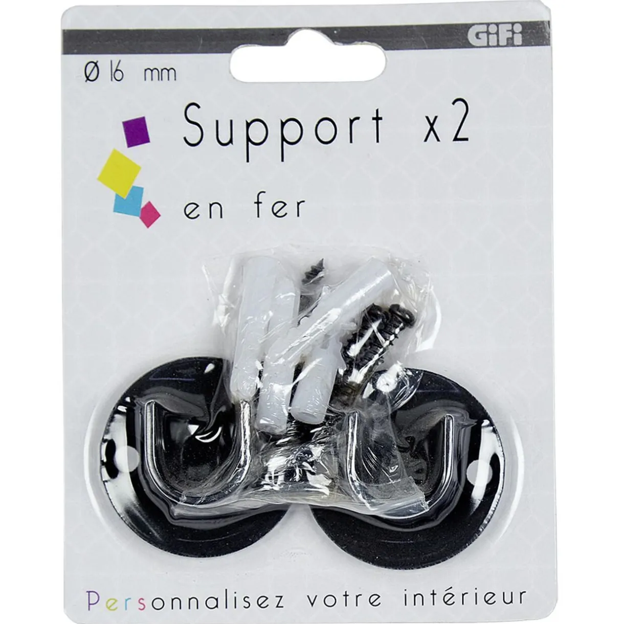 Support naissance pour tringle x2 noir < Gifi Discount