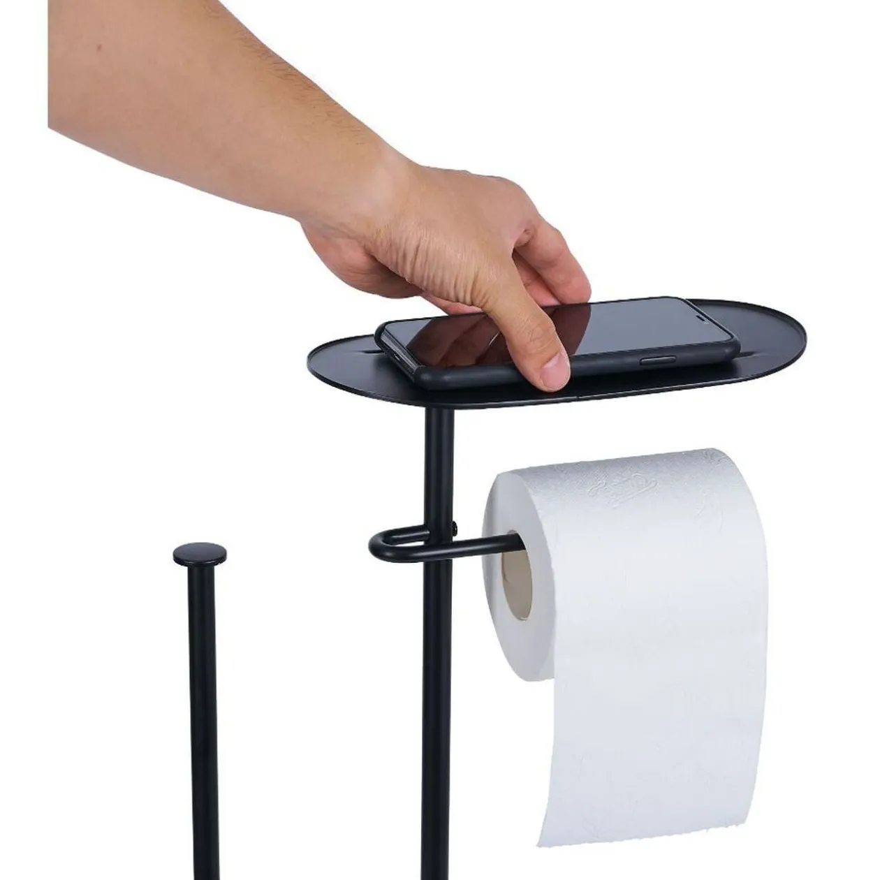 Support papier WC et téléphone noir 36xH66x13,5cm
