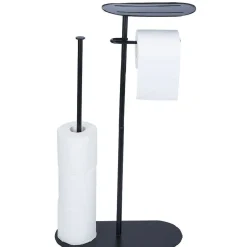 Support papier WC et téléphone noir 36xH66x13,5cm