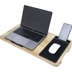 Support pour ordinateur portable nomade bois naturel 57x30xH7,5cm < Gifi New