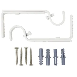 Support tringle à rideaux extensible x2 métal blanc H10cm