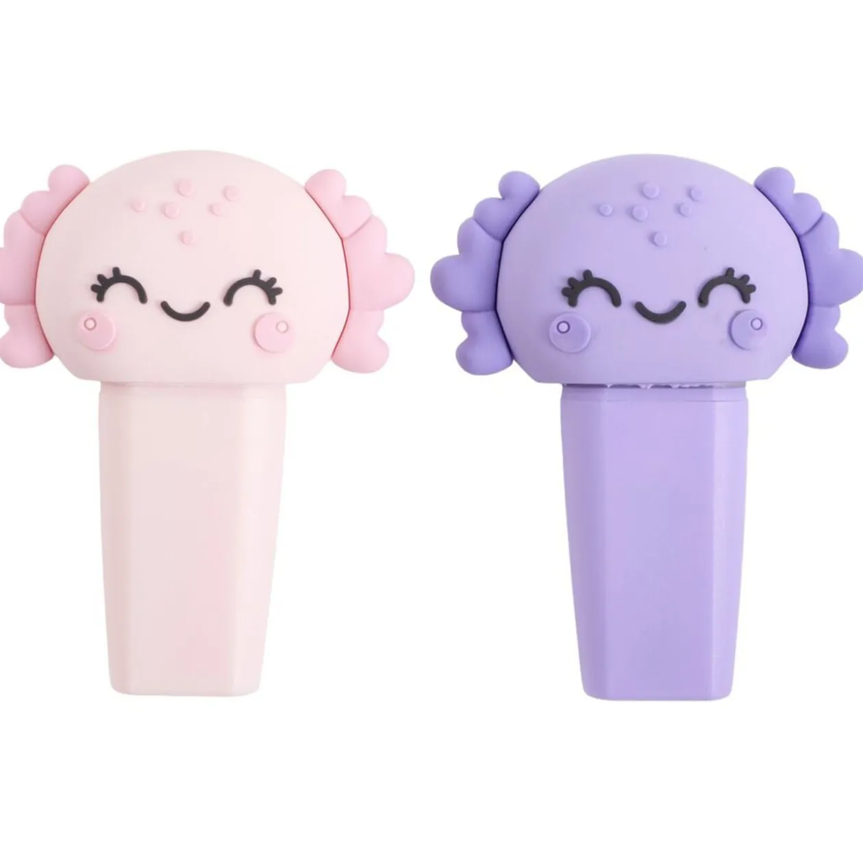 Surligneur x2 forme animal L7,5cm (2 modèles capybara ou axolotl)