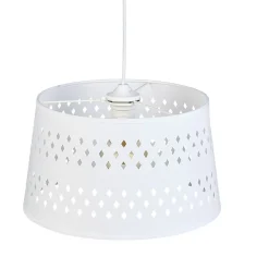 Suspension avec abat jour blanc à motifs ajourés losanges