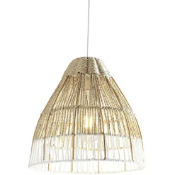 Suspension avec abat jour en cordage imitation jute blanc naturel