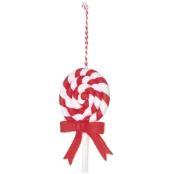 Suspension Bonbon lolipop blanc rouge H11 cm