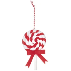 Suspension Bonbon lolipop blanc rouge H11 cm