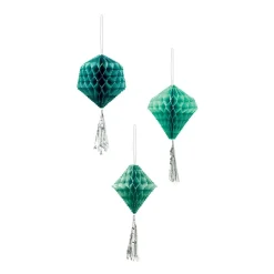 Suspension boule en papier vert x3