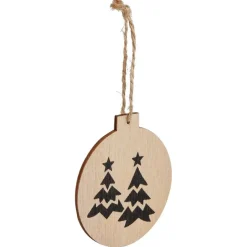 Suspension boule plate en bois Ø6cm - 3 modèles