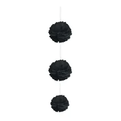 Suspension 3 boules chiffon en papier noir