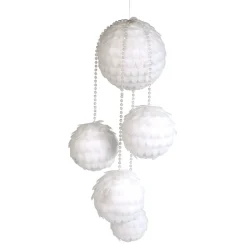 Suspension 5 boules de Noel blanches