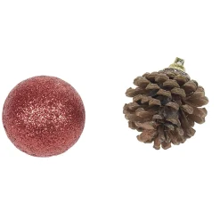 Suspension boules de Noël rouges et pommes de pin < Gifi