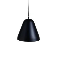 Suspension cône métal et plastique noir Ø28xH26cm