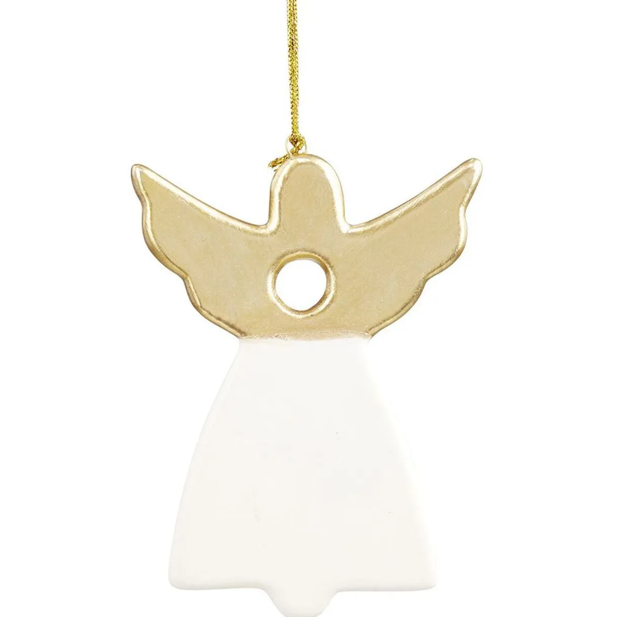 Suspension de Noël Ange en grès blanc et doré H11 cm < Gifi