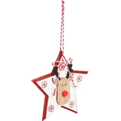 Suspension de Noël en bois forme étoile ou sapin avec tête de renne 11x11cm < Gifi Sale