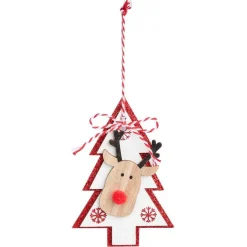 Suspension de Noël en bois forme étoile ou sapin avec tête de renne 11x11cm < Gifi Sale