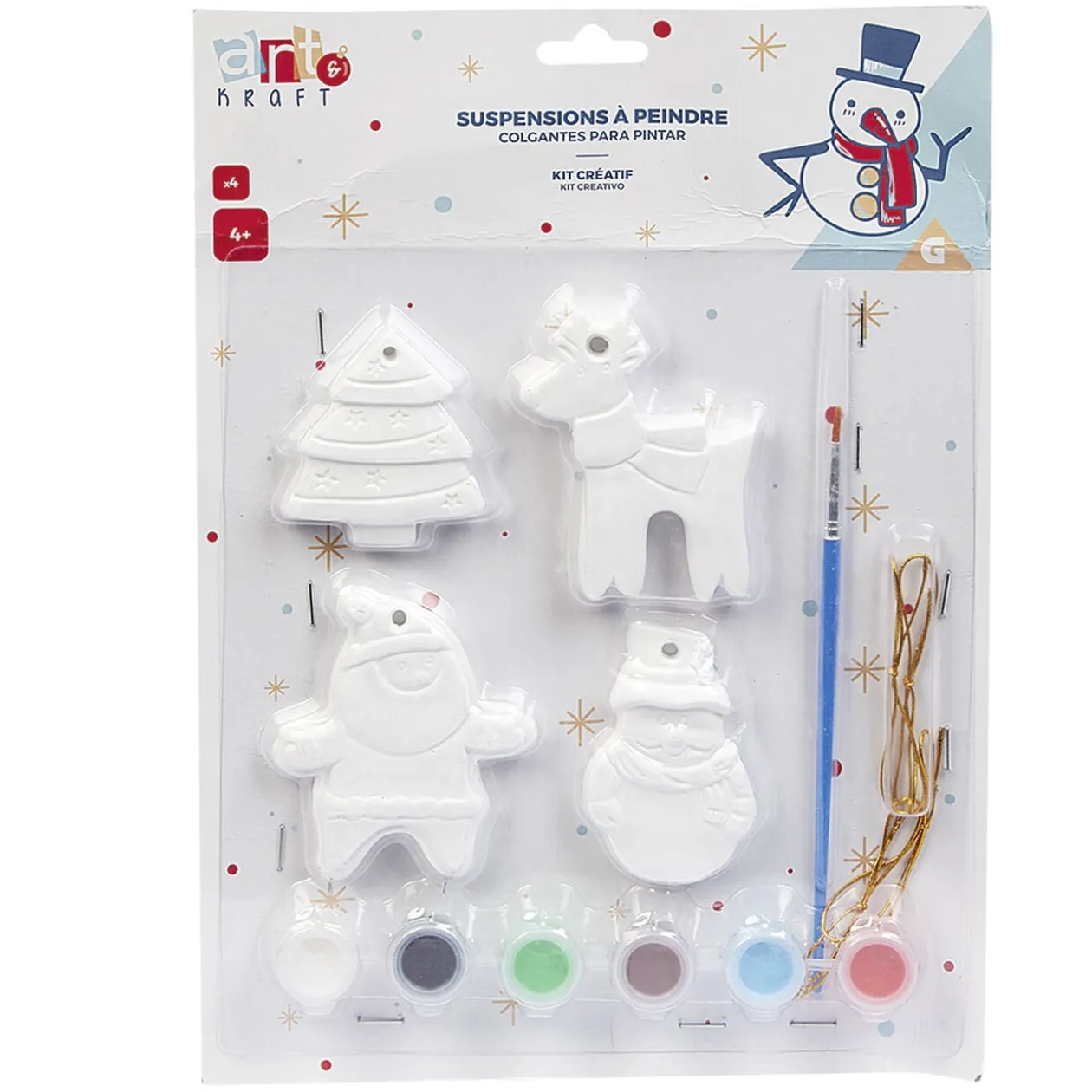 Suspension de Noël en plâtre à peindre x4