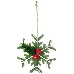 Suspension de Noël Flocon en bois avec décor houx < Gifi Sale