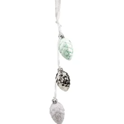 Suspension de Noël grappe de 3 pommes de pin H33 cm