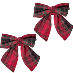 Suspension de Noël Noeud motif tartan rouge x2