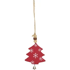 Suspension de Noël Étoile en bois motif traditionnel rouge blanc < Gifi Online
