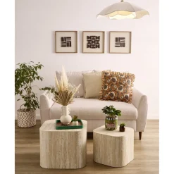 Suspension double polyester et métal blanc Ø80xH16cm < Gifi Outlet