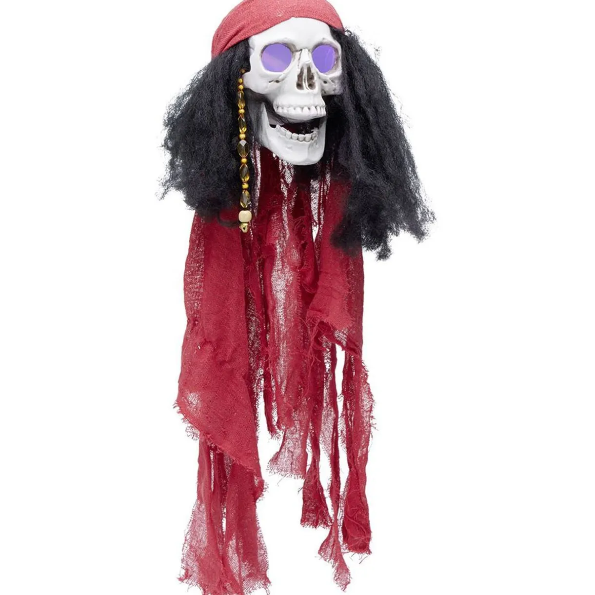 Suspension Halloween LED tête de mort pirate avec foulard rouge < Gifi Online