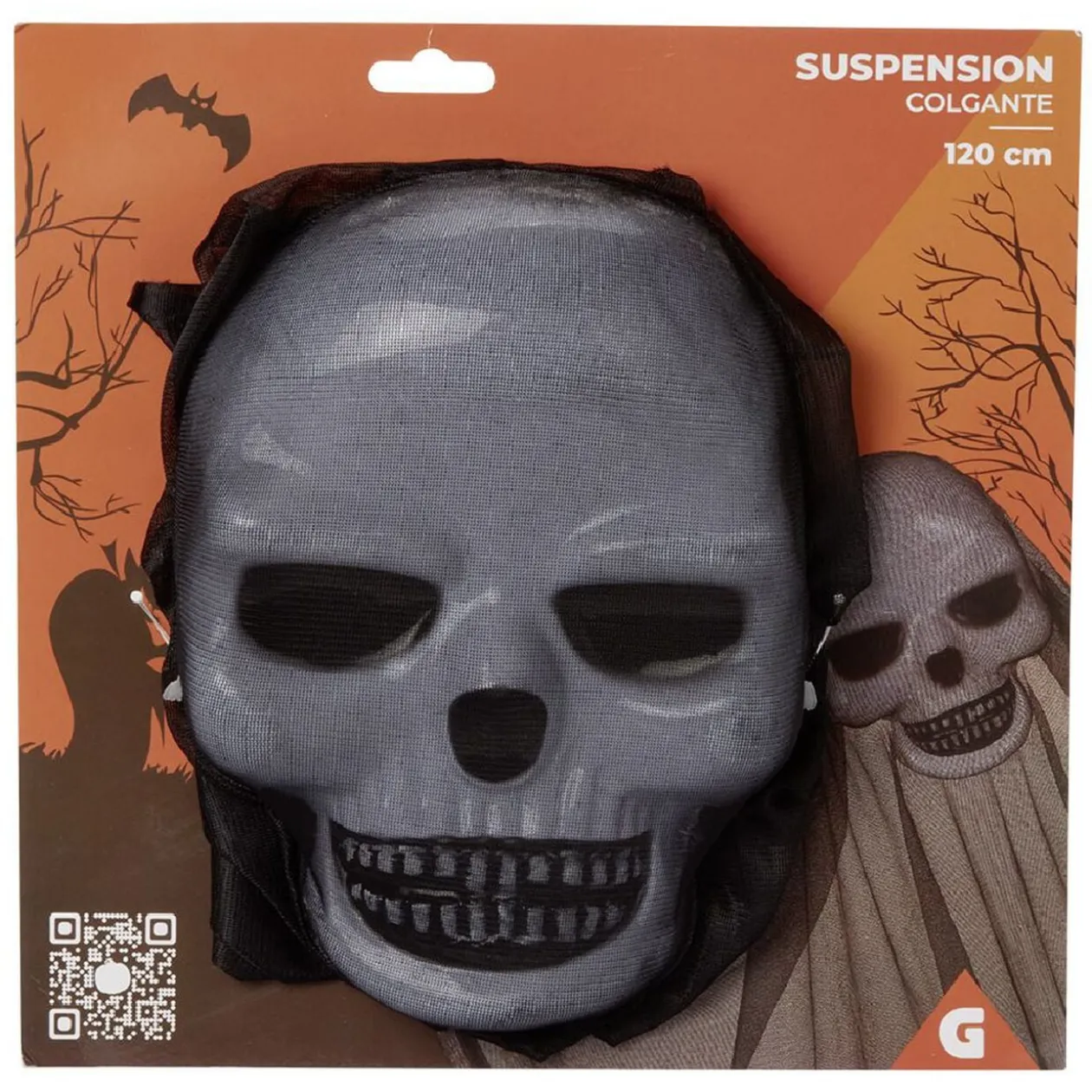 Suspension Halloween squelette fantôme H120 cm