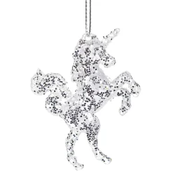 Suspension Licorne de Noël acrylique pailleté