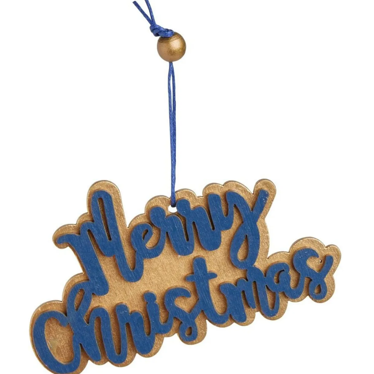Suspension Merry Christmas doré et bleu L10x6cm < Gifi Sale