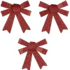 Suspension noeud de Noël pailleté rouge x3