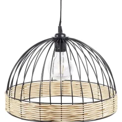 Suspension ronde métal osier noir et marron Ø35xH22cm < Gifi Online