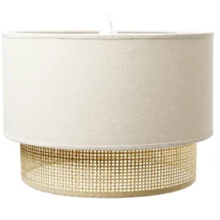 Suspension ronde 2 niveaux bambou blanc Ø35xH115cm