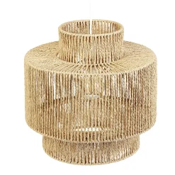 Suspension ronde à 3 niveaux en cordage imitation jute naturel