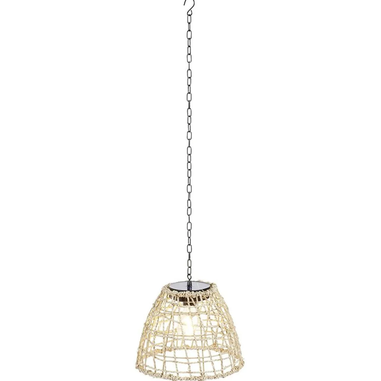 Suspension solaire effet rotin tressé quadrillage ajouré Ø22xH110cm