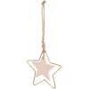 Suspension étoile métal doré et bois rose 8xH20cm