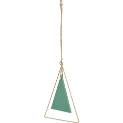 Suspension triangle doré avec forme triangulaire verte 8xH20cm < Gifi New
