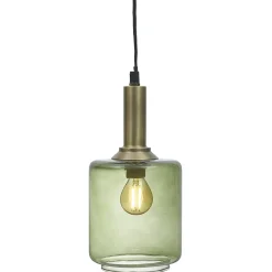 Suspension vintage en verre et métal Ø13xH25cm